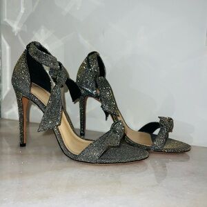 Alexandre Birman Glitter Bow Stiletto Sandals - Silver